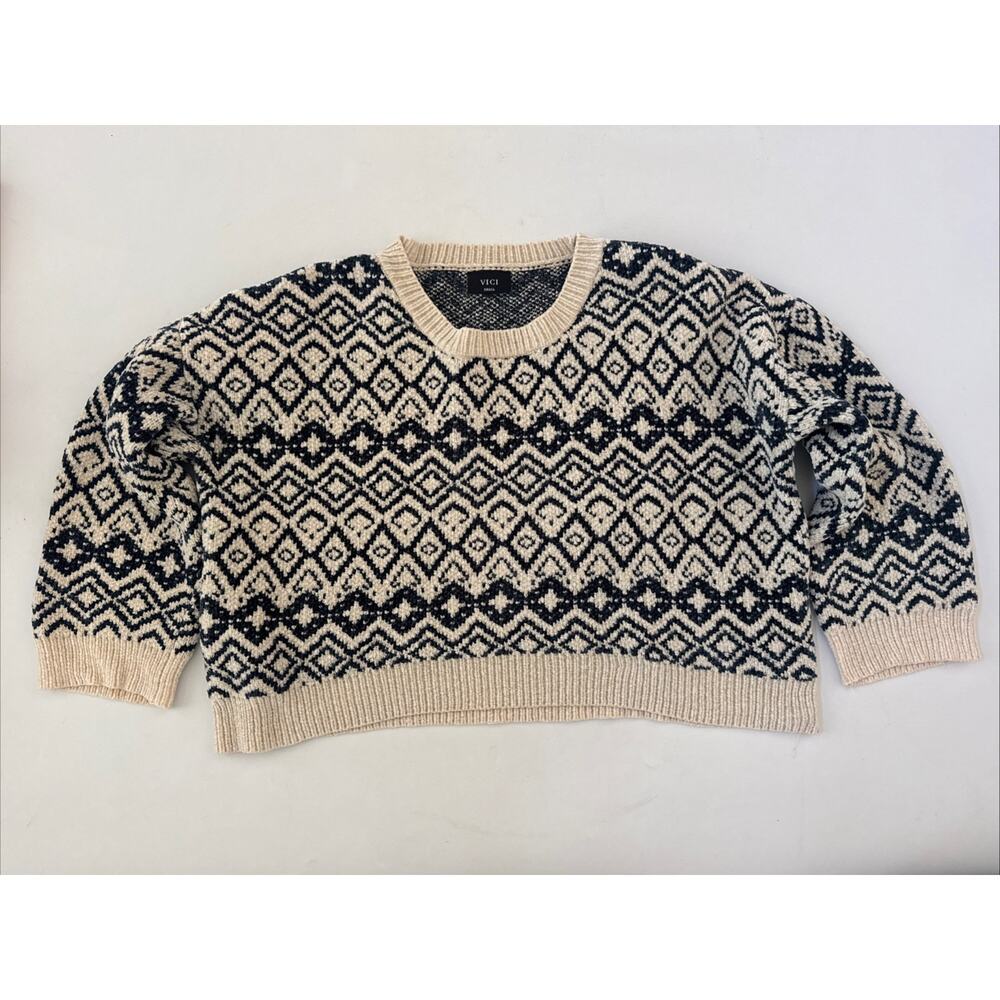 VICI Chunky Smooth Knit Pullover Sweater Abstract Womens Small